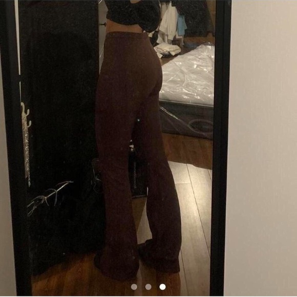 SOLD - Berksha Brown Split-Hem Flare Pants - Picture 2 of 3